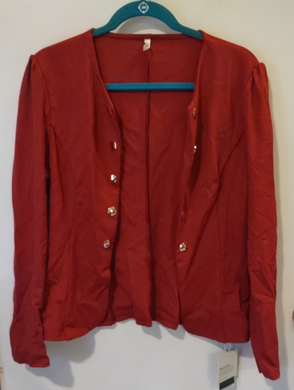 HALARA Red Button-Front Blazer Jacket